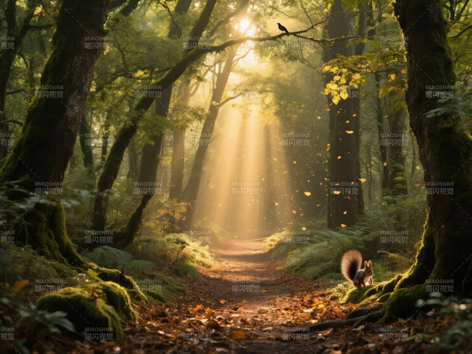 森林晨光小径图片