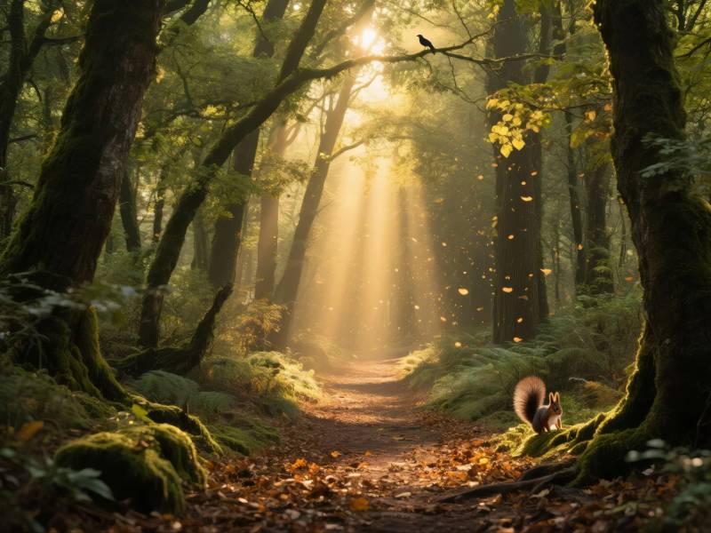 森林晨光小径图片