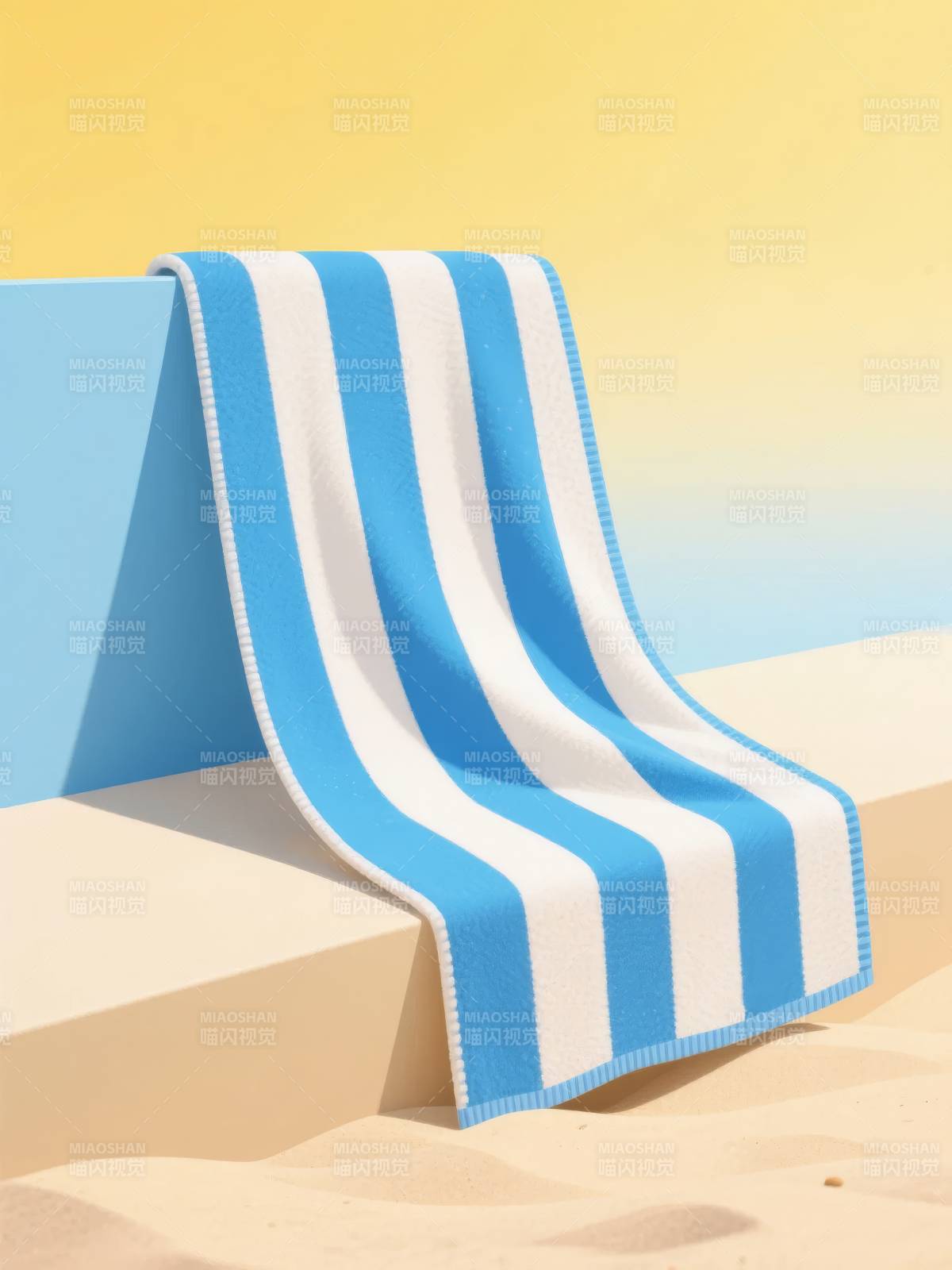 蓝白条纹沙滩巾图片