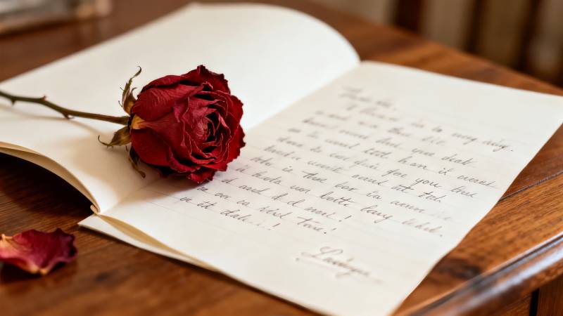 玫瑰与信笺图片