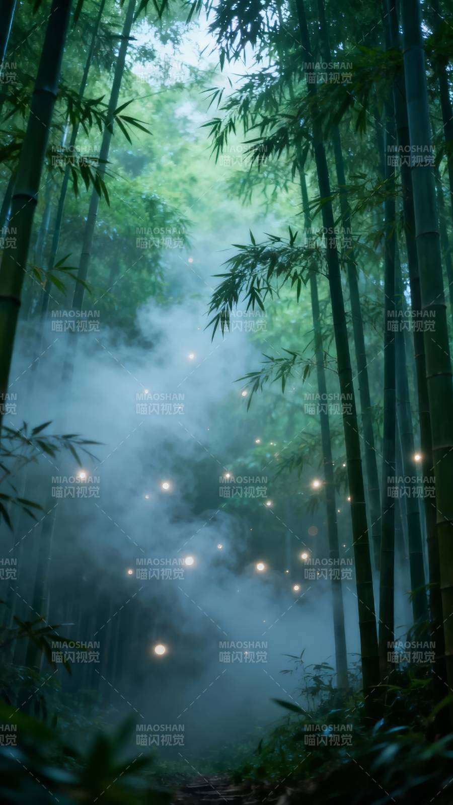 竹林萤火图片