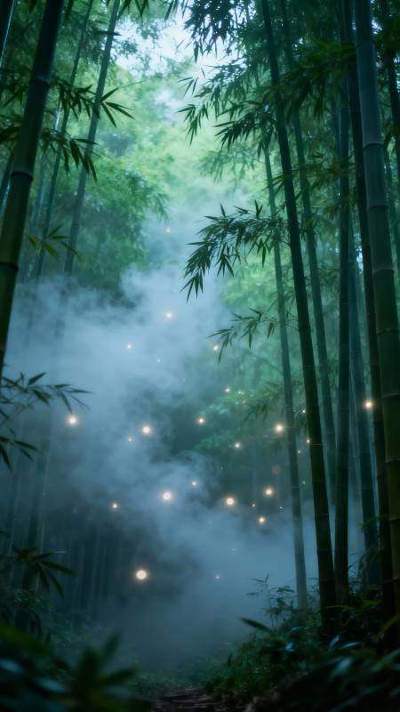 竹林萤火图片