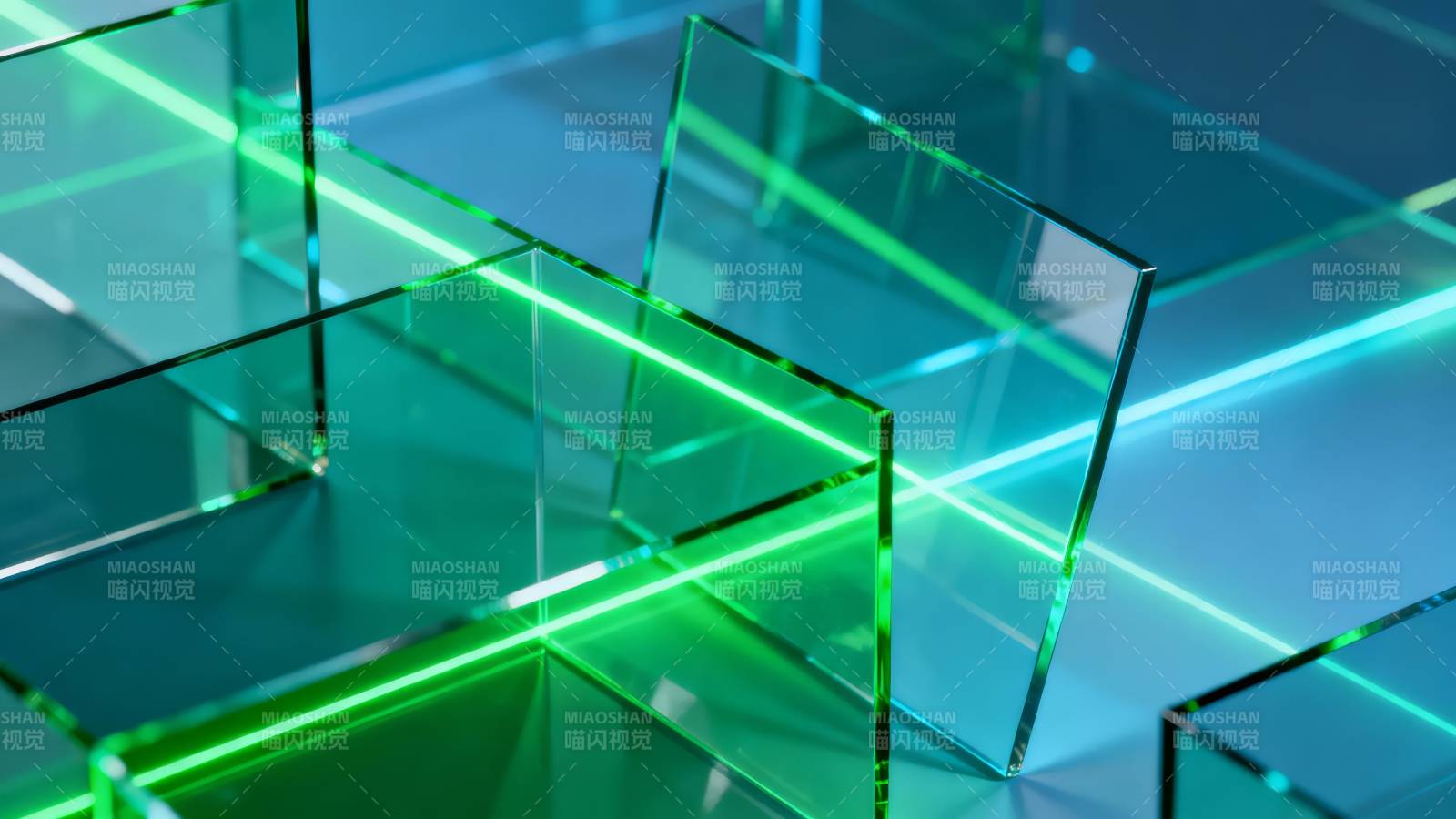 绿色光立方体图片