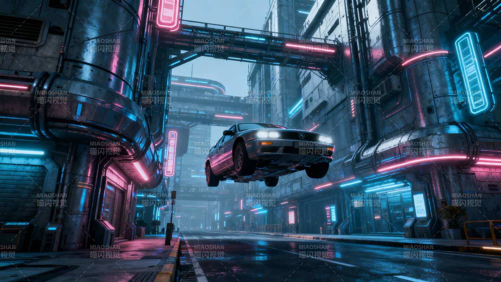 赛博朋克飞车夜景图片