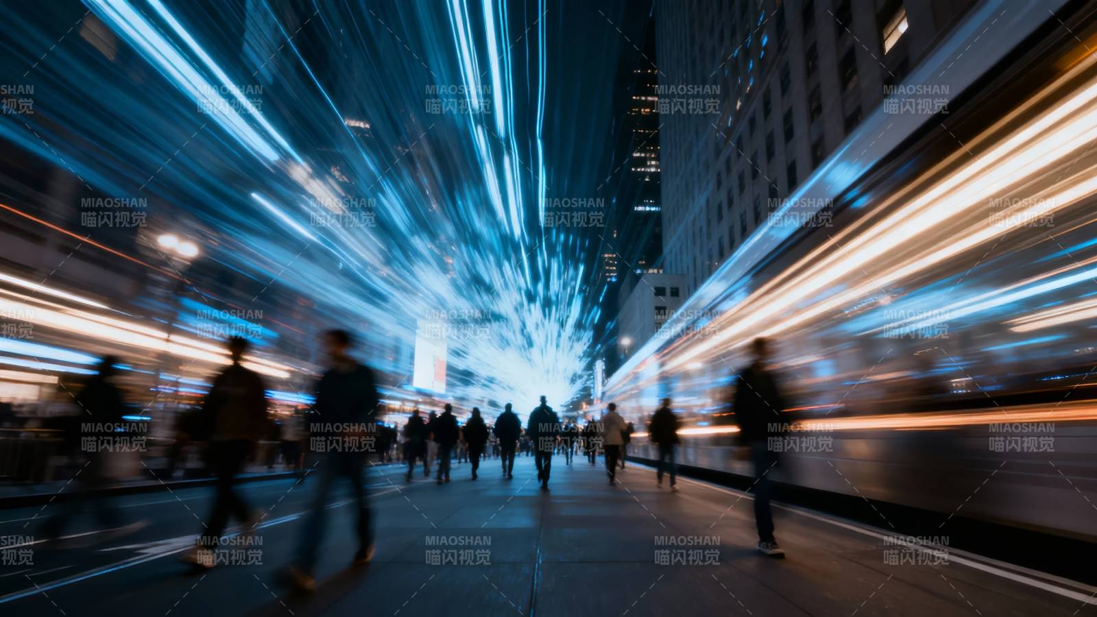 都市夜行光影图片