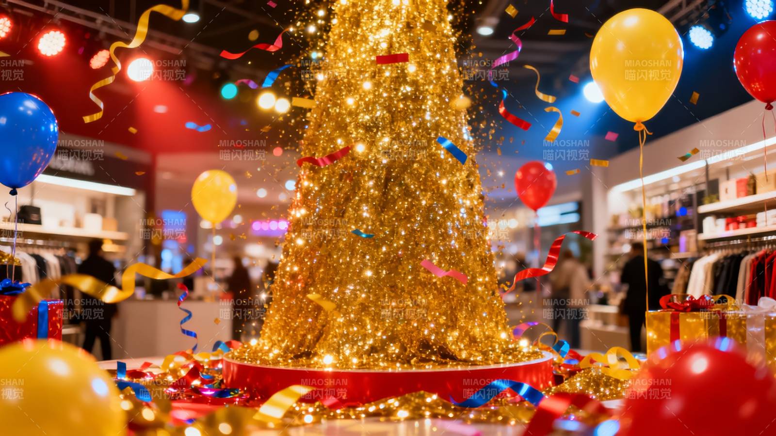 金色圣诞树庆典图片