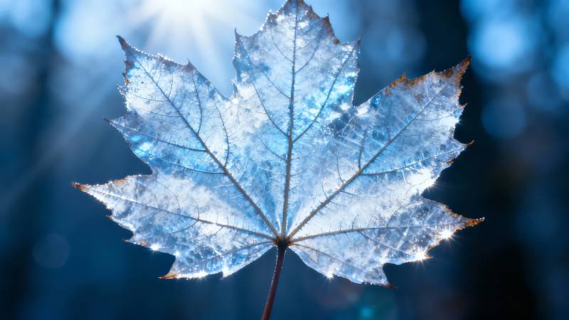 冰霜枫叶图片