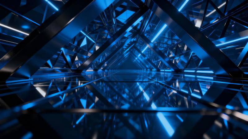 蓝色几何光廊图片