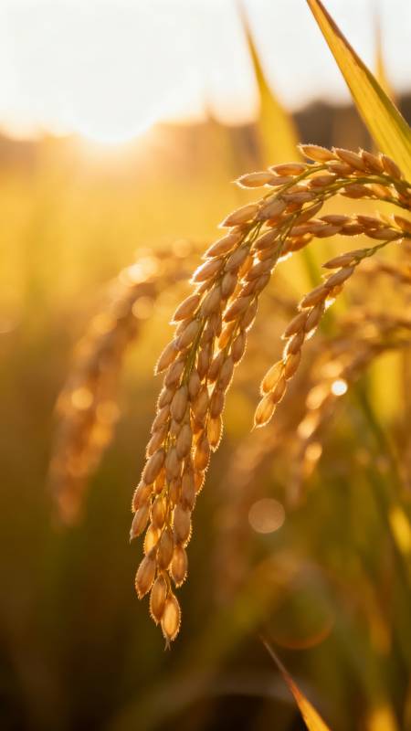 金稻沐浴夕阳中图片