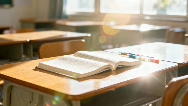 教室里的书本与阳光图片