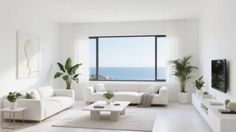 极简海景客厅图片