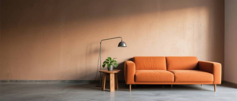 橙色沙发简约客厅图片