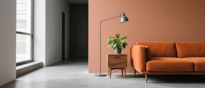 橙色沙发现代客厅图片