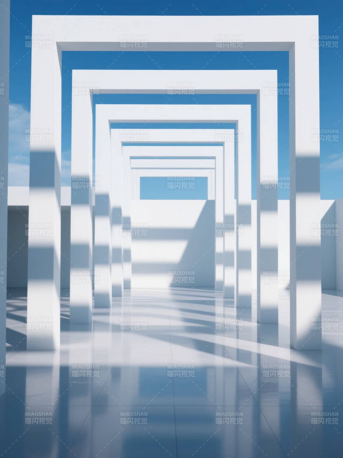 白色几何长廊图片