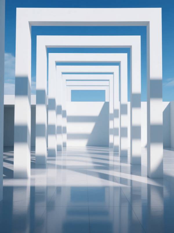 白色几何长廊图片