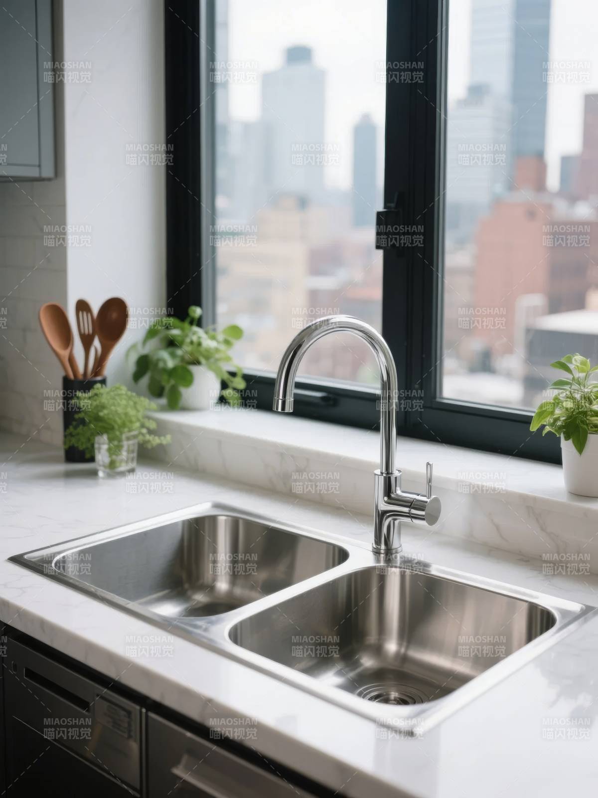 都市厨房水槽美景图片