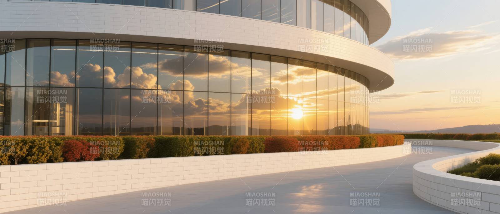 现代建筑日落美景图片