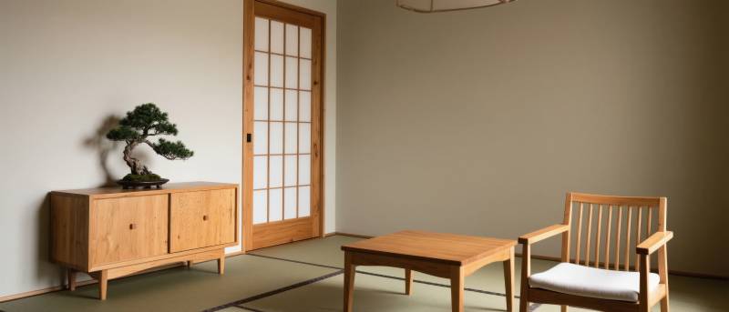 日式简约客厅一角图片