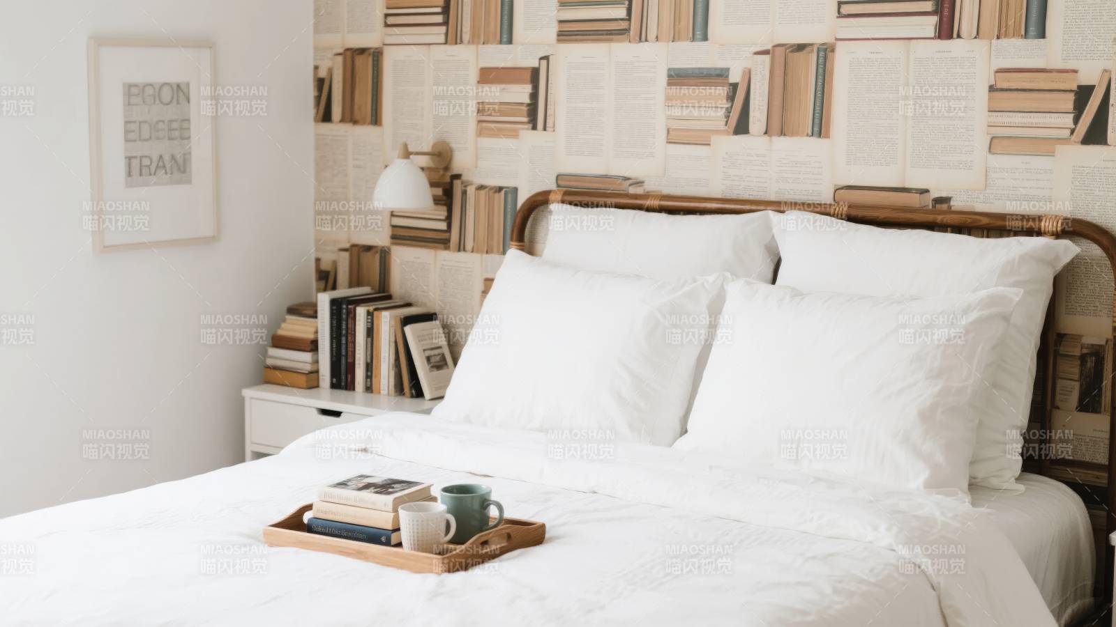 书墙卧室静谧一角图片