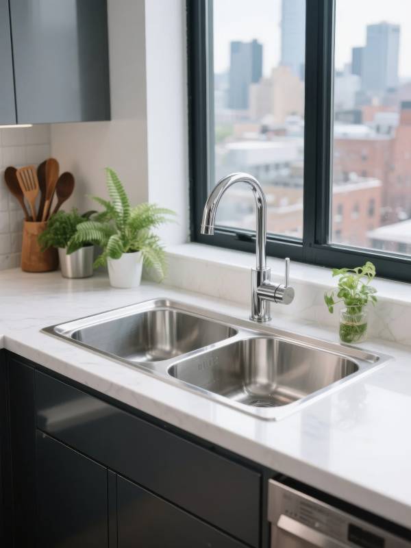 现代厨房水槽窗景图片