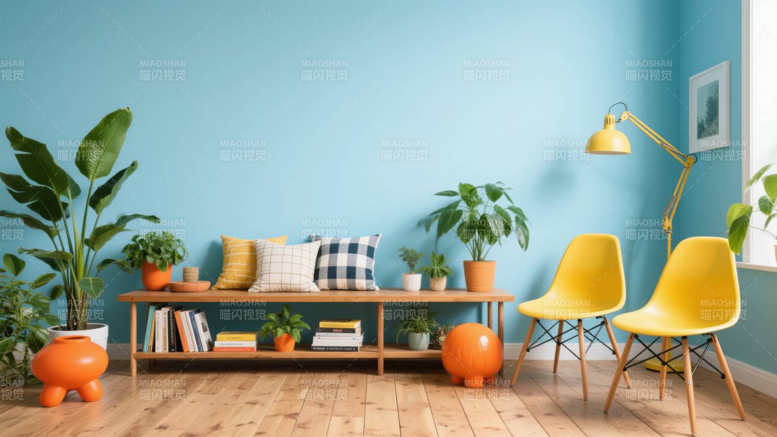 清新绿植客厅一角图片