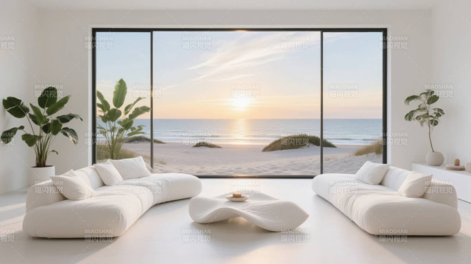 海边日落客厅美景图片