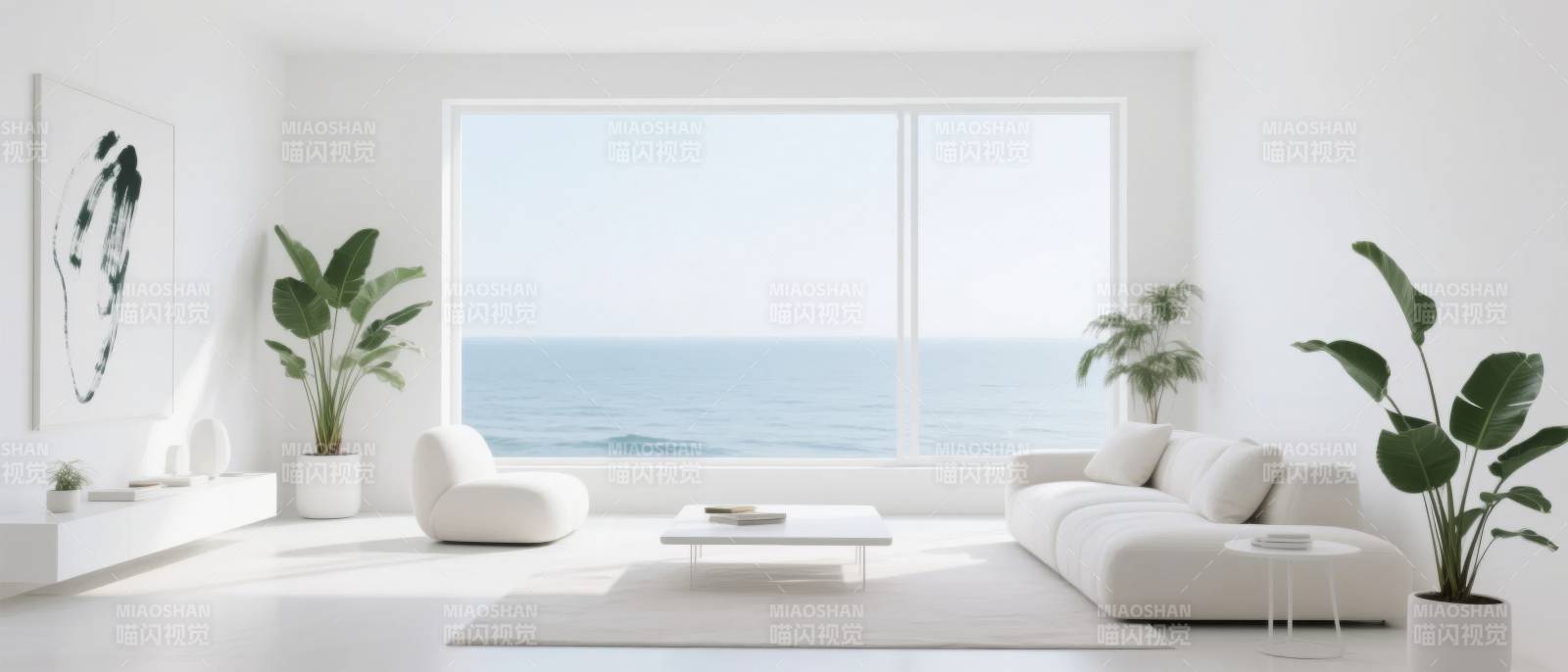 极简海景客厅图片