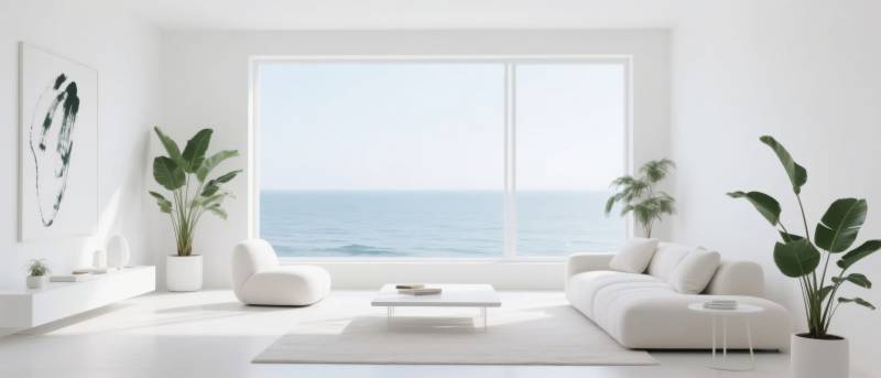 极简海景客厅图片