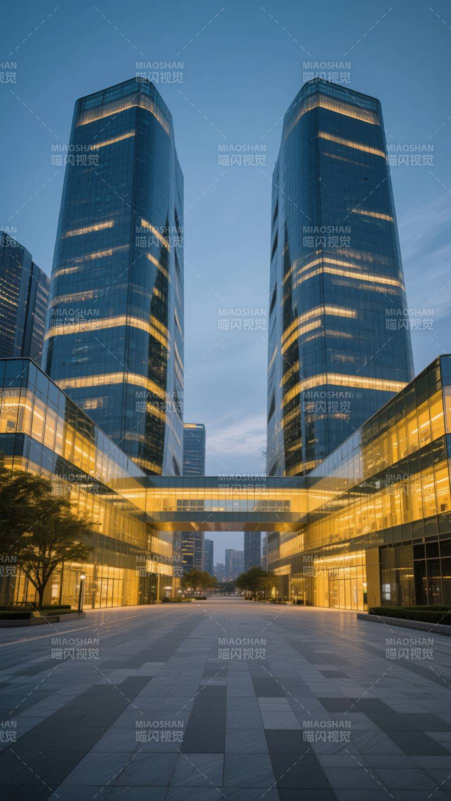 双塔辉映夜景图片