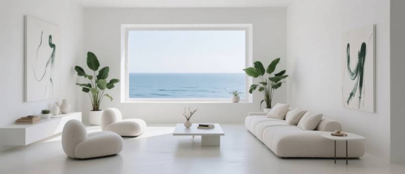 极简海景客厅图片