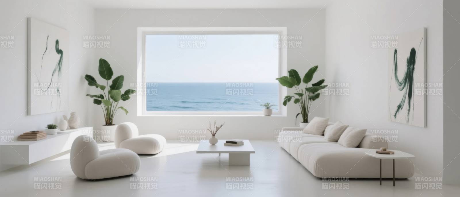 极简海景客厅图片