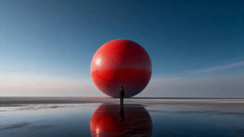 红球倒影天地间图片