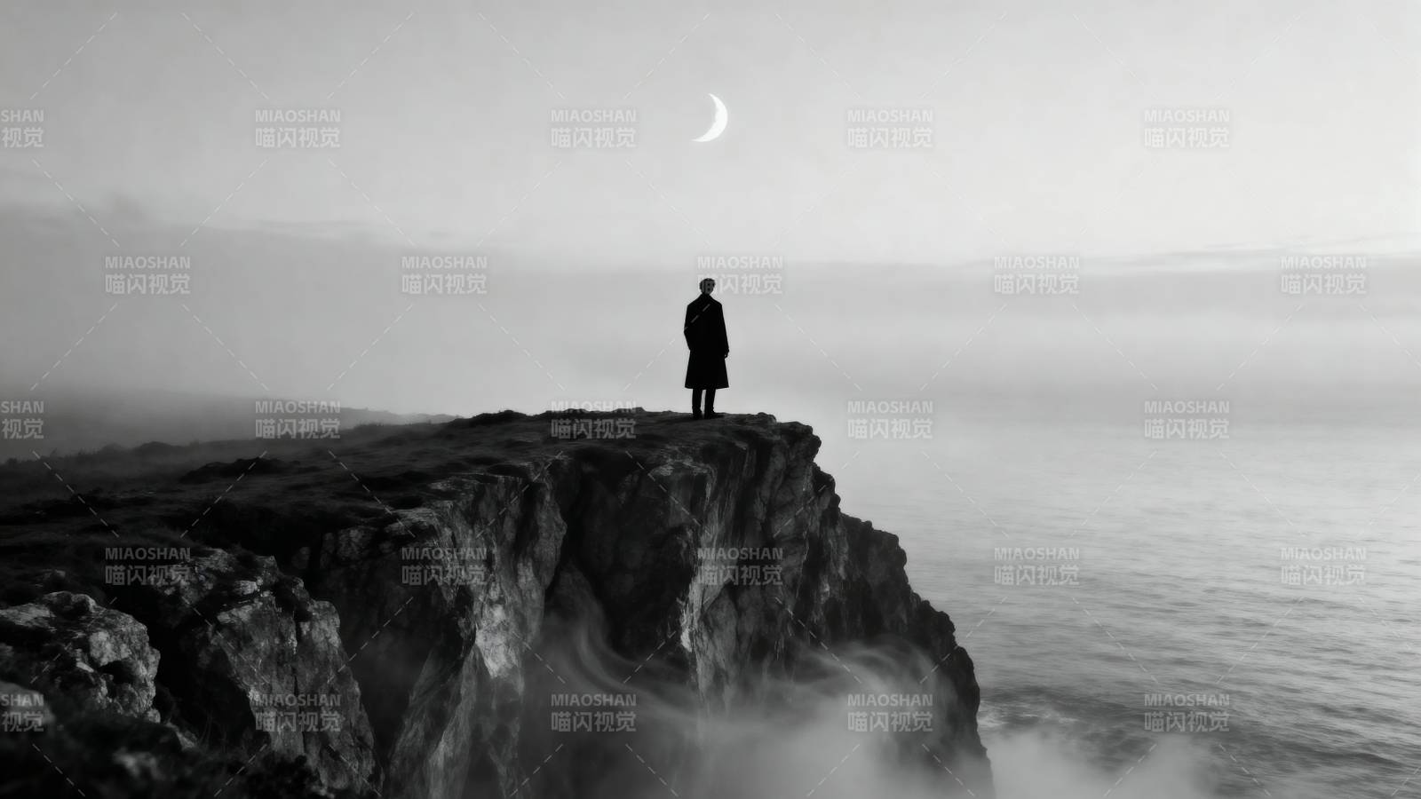 孤影望月图片