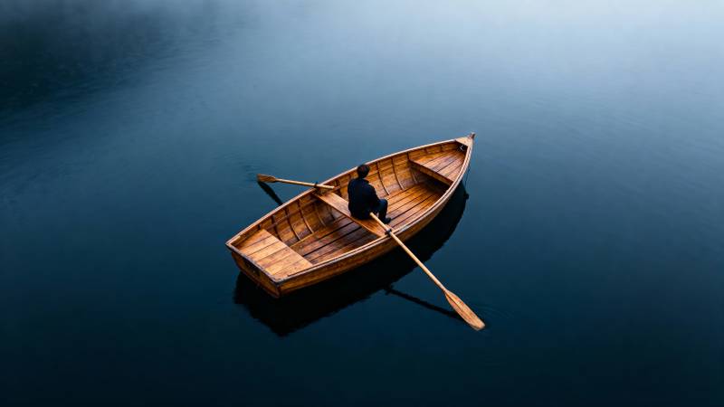 孤舟静水 一人独行图片