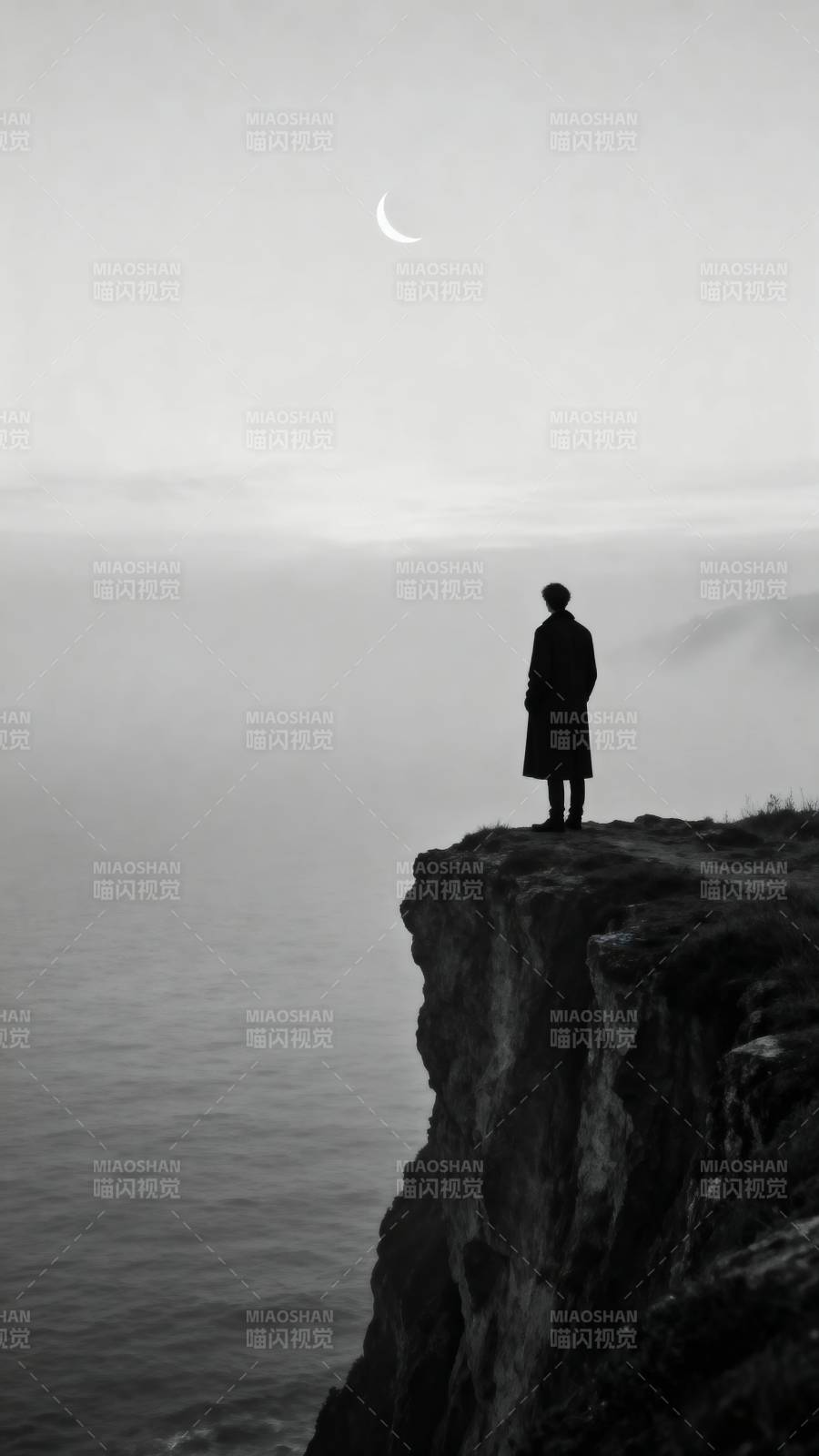 孤影望月图片