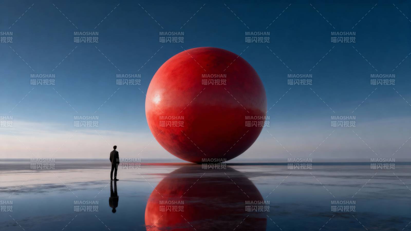 红球映水 人影渺小图片