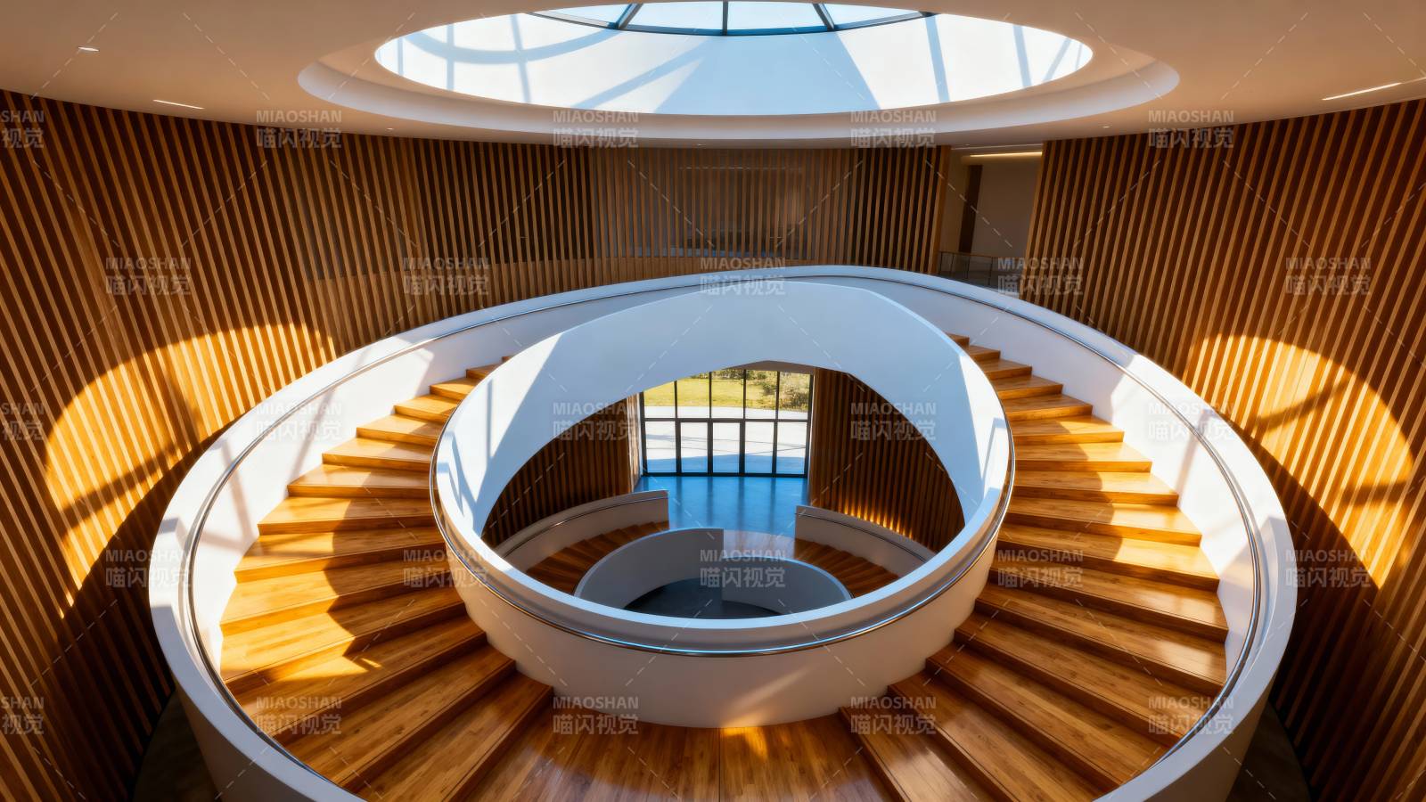 螺旋楼梯光影交错图片