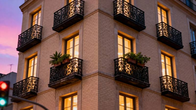 黄昏中的欧式建筑图片