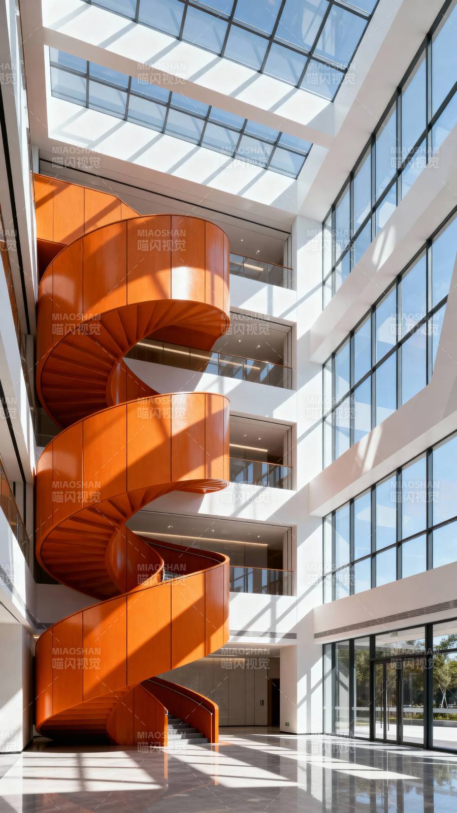 橙色螺旋楼梯图片