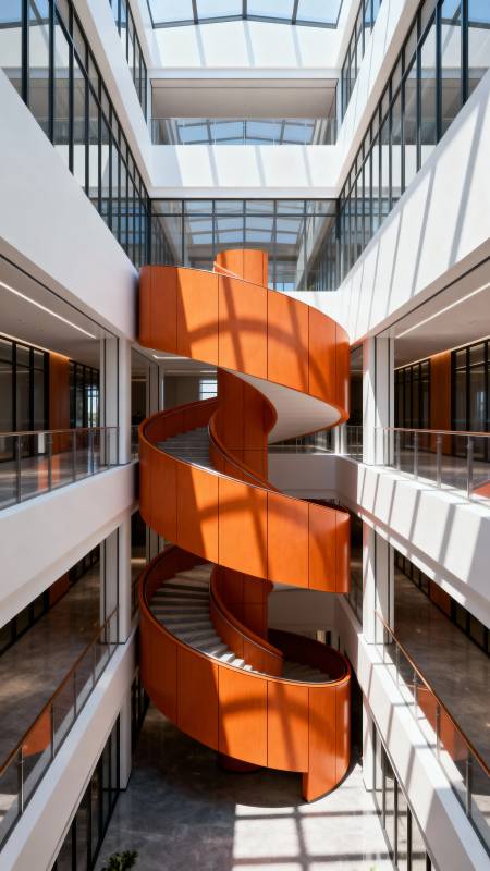 橙色螺旋楼梯图片