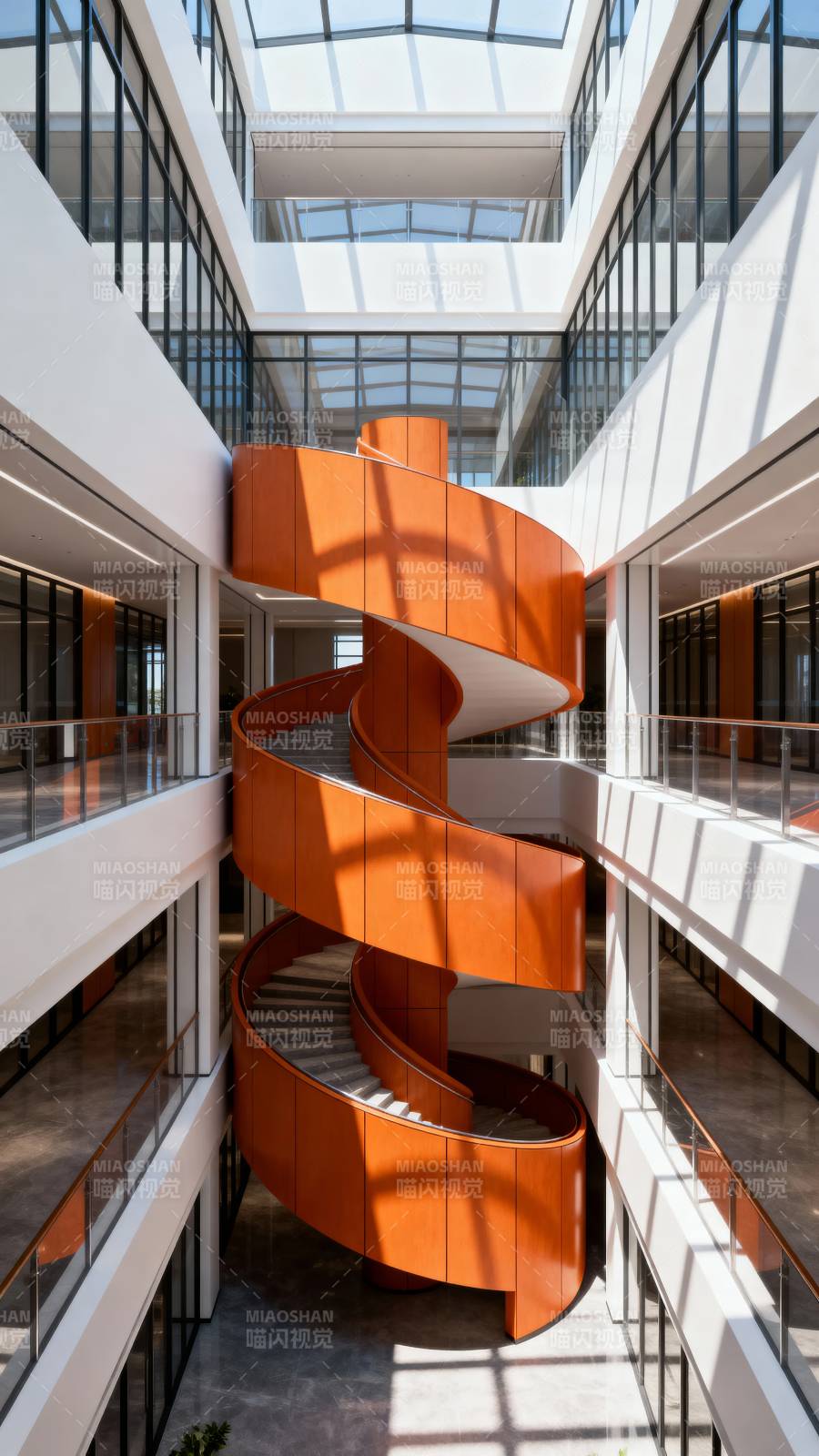 橙色螺旋楼梯图片
