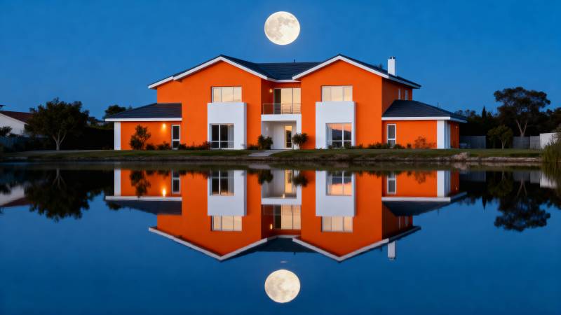 橙屋月影水镜图片