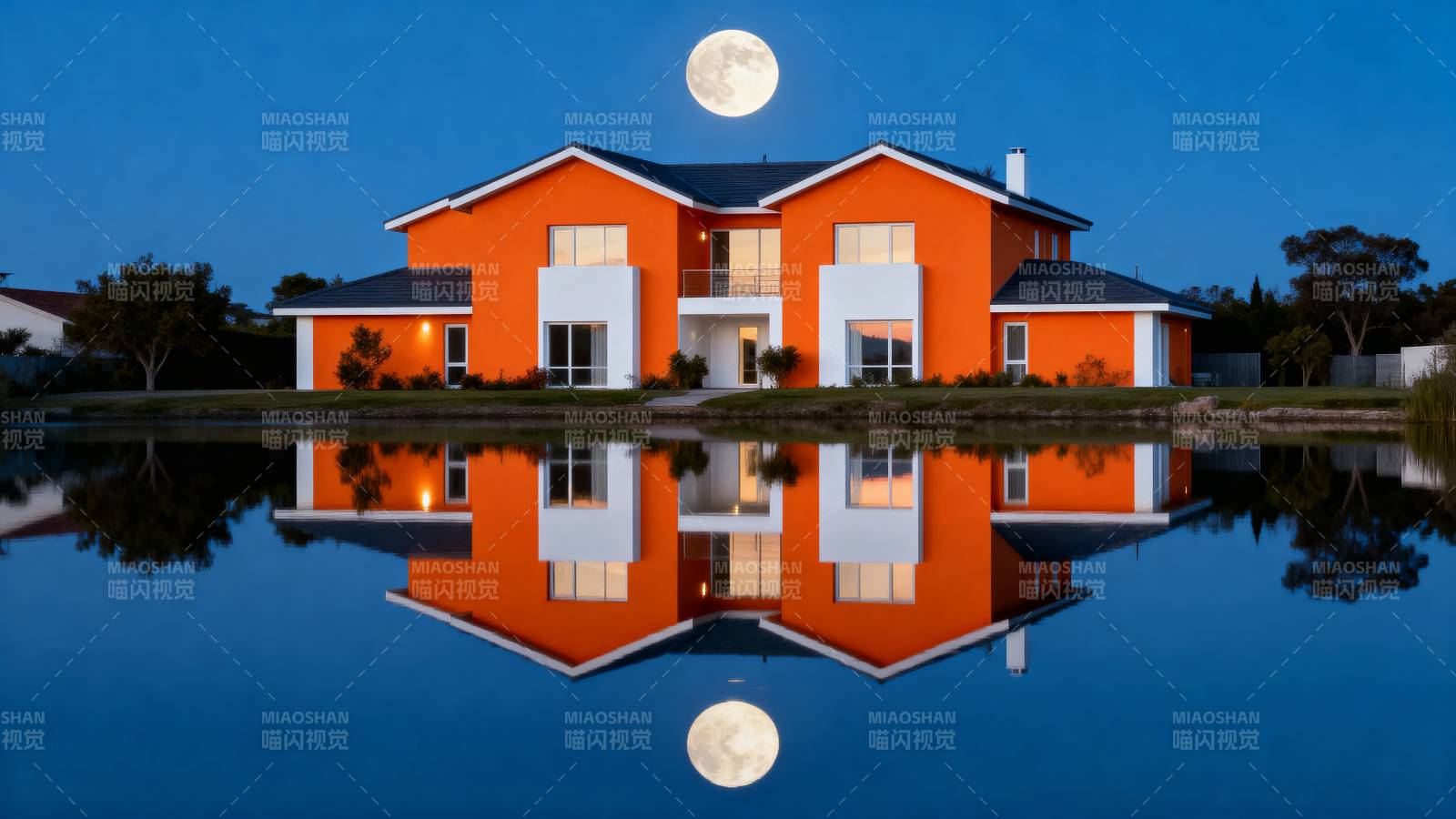 橙屋月影水镜图片