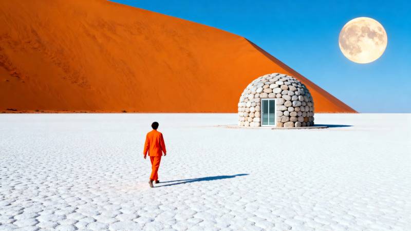 沙漠中的月球屋图片