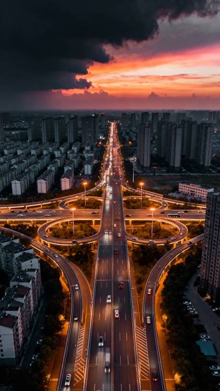 城市夜景交汇处图片