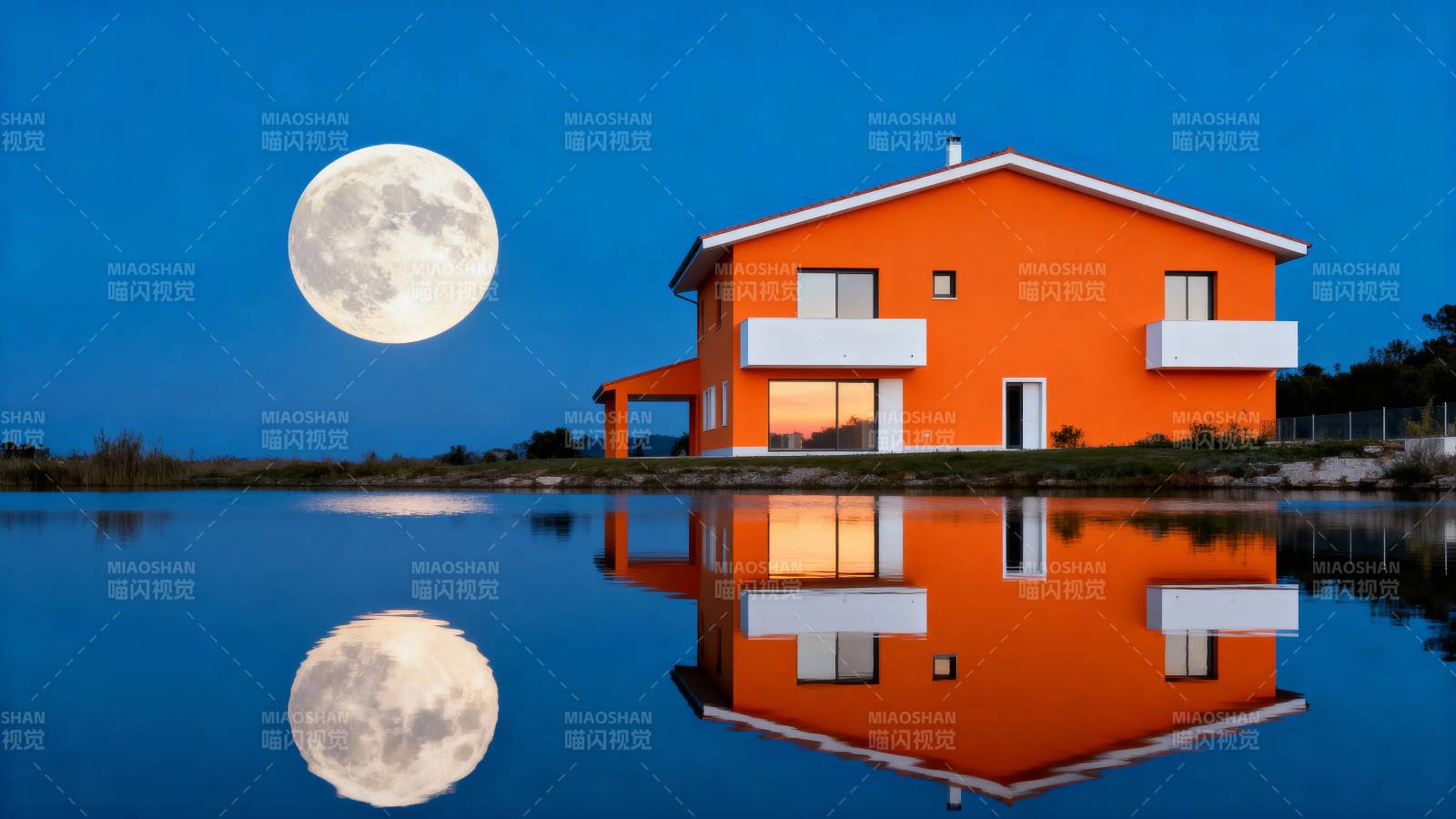 橙屋映月夜景图片