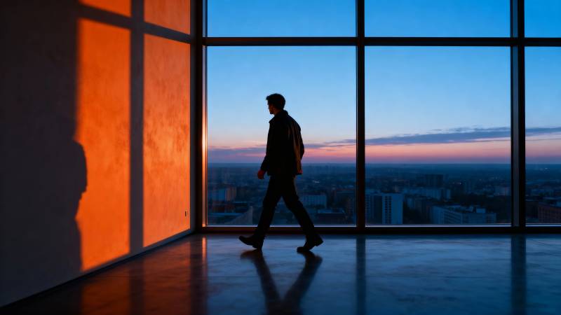 都市剪影行者图片