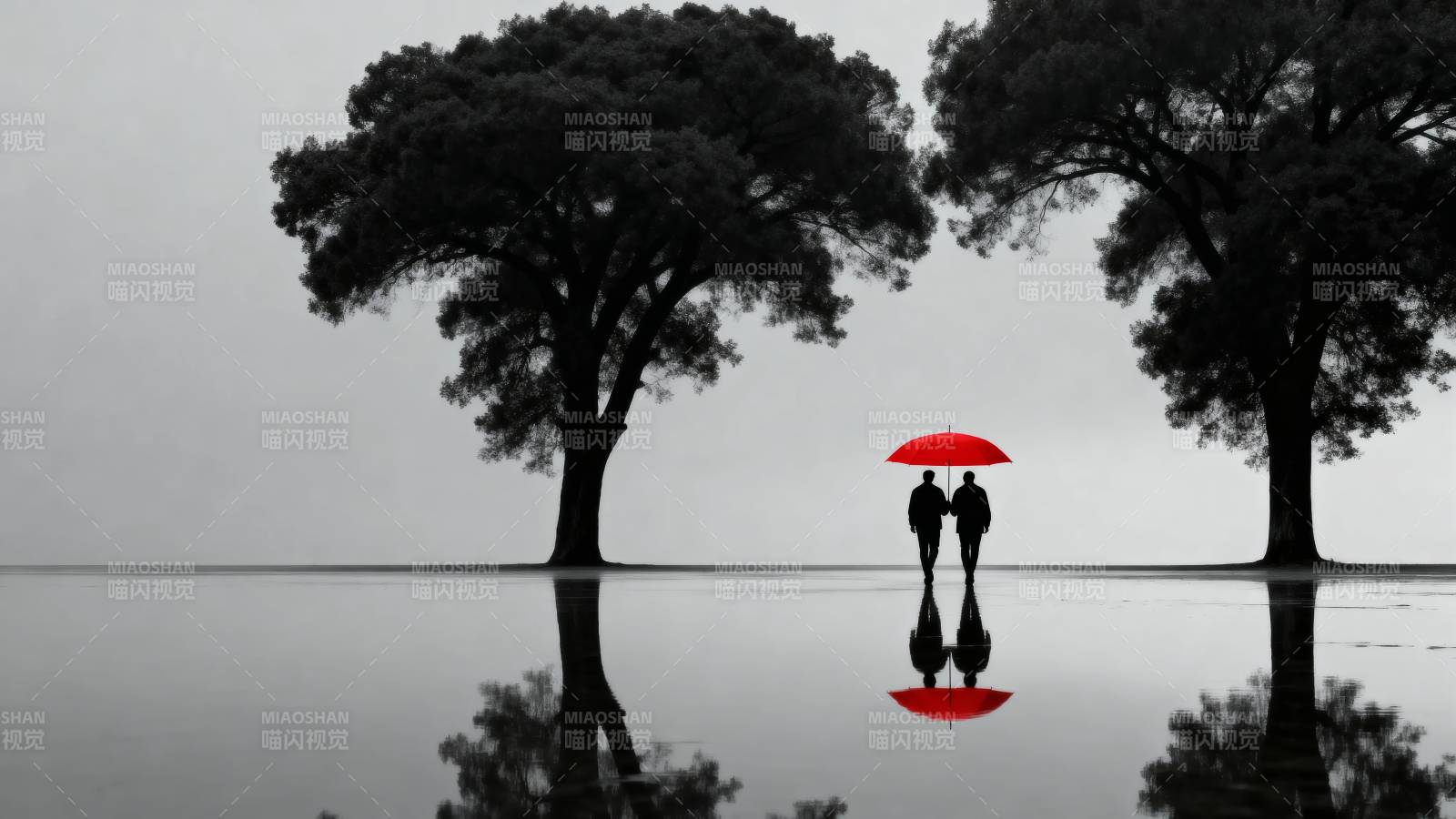 红伞下的恋人图片