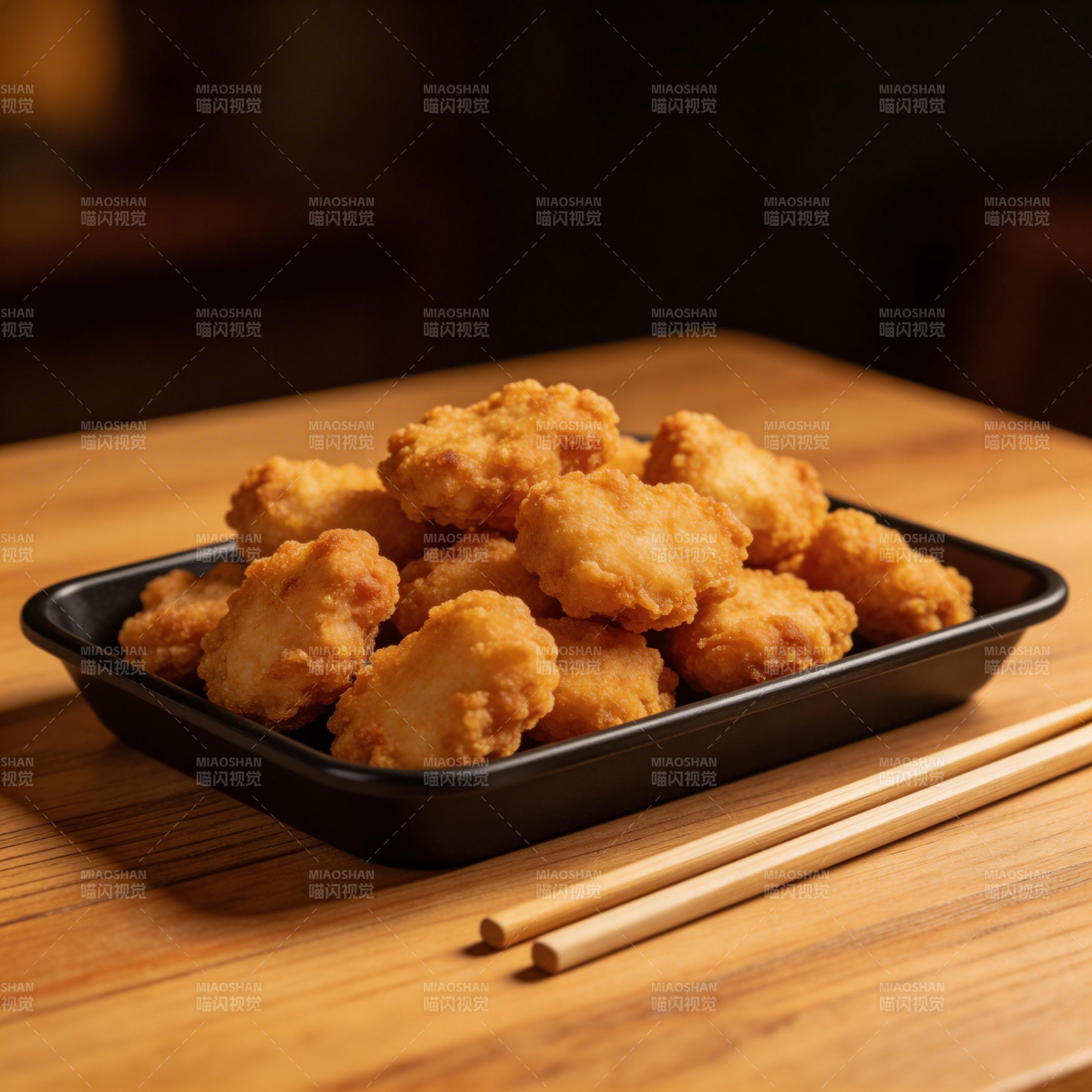金黄炸鸡块配筷子图片