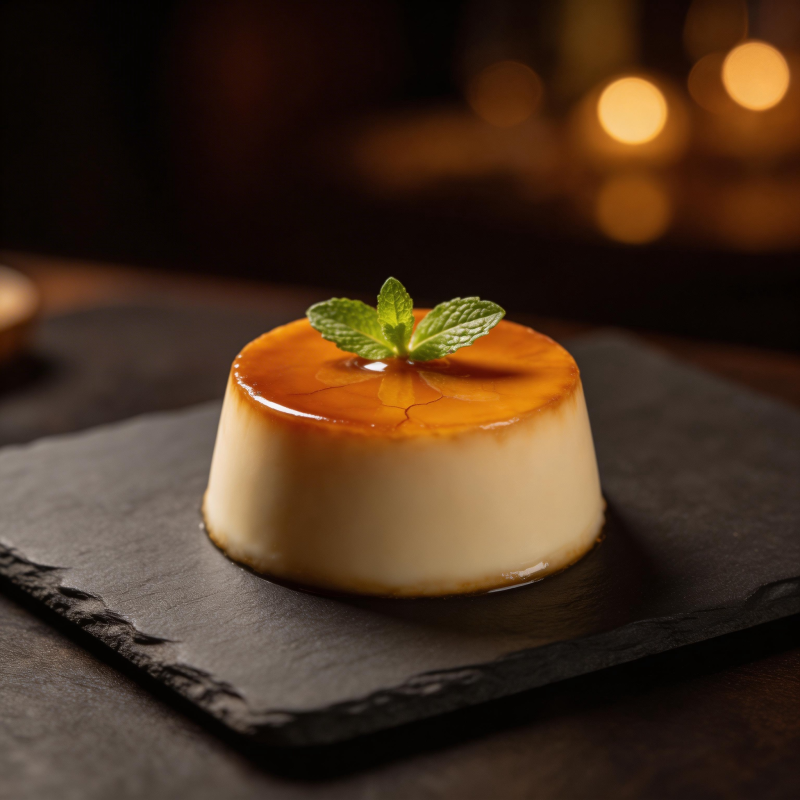 焦糖布丁配薄荷图片